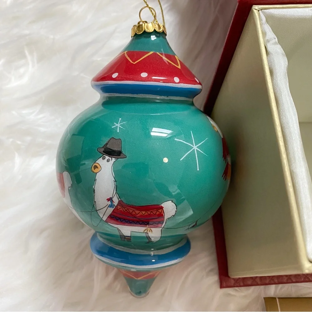 Pier 1 Li Bien Llama 2017 Glass Ornament